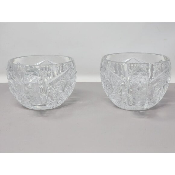 Vintage Set Of 3 Clear Pressed Glass Punch Cups Decorative Floral Starburst - Picture 3 of 15